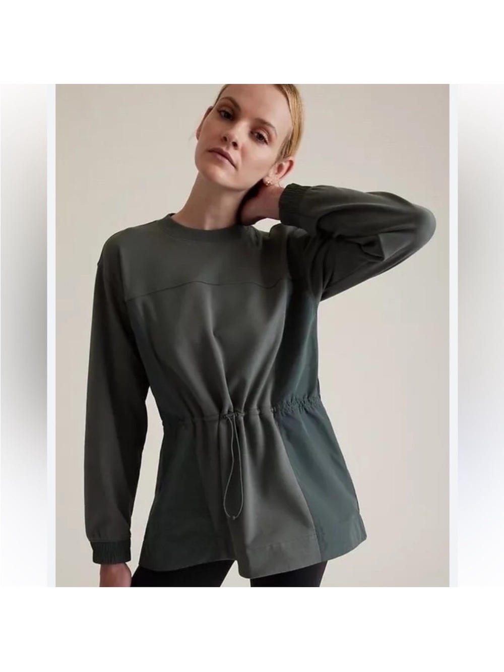 Athleta Triumph Hybrid Crewneck Sweatshirt in Bali Green